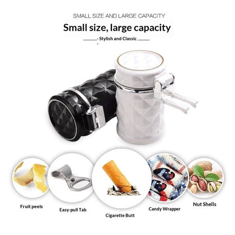 2 pack Auto Car Ashtray Portable with LED Light Ashtray Smokeless Smoking Stand Cylinder Cup Holder (Black and White)