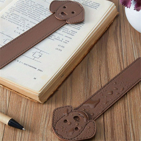 6 Pieces Faux Leather Dog Bookmarks PU Animal Puppy Bookmarks Handmade Personalized Reading Page Markers for Bookworms Book Lovers Writers Relatives Friends Men Women Teen Boys Girls, Brown