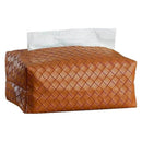 Aesthetic Rectangle Tissue Box Cover, High Flat Box Tissues Holder Rectangular, Woven Textured,Orange coffee color（Only tissue box）