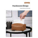 Aesthetic Rectangle Tissue Box Cover, High Flat Box Tissues Holder Rectangular, Woven Textured,Orange coffee color（Only tissue box）