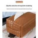 Aesthetic Rectangle Tissue Box Cover, High Flat Box Tissues Holder Rectangular, Woven Textured,Orange coffee color（Only tissue box）