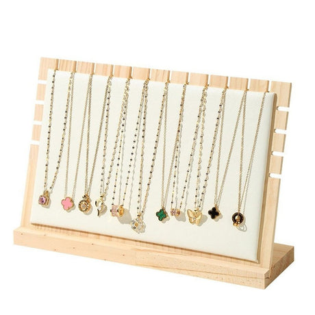 Bamboo Big Necklace Display Stand, Pendant Necklace Wood Jewellery Holder, Chain Jewelry Rack Organizer, Tabletop Display Boards for Home or Shop Sell Show (Beige,Only jewelry box)