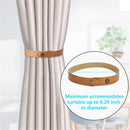 Set of 4 Leather Curtain Tiebacks, Modern Faux Leather Curtain Straps with Adjustable Buttons, No Drill Holdbacks for Bedroom, Living Room, Hotel, Office,light brown