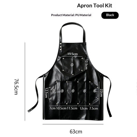 Professional Leather Hair Cutting Hairdressing Apron for  Hairstylist - Multi-use, Adjustable with pockets (Black)
