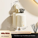 Wall-Mounted Toothbrush and Toothpaste Holder - Self-Draining Design, Easy Installation, Space-Saving, milky white (Single - One Normal Cup)