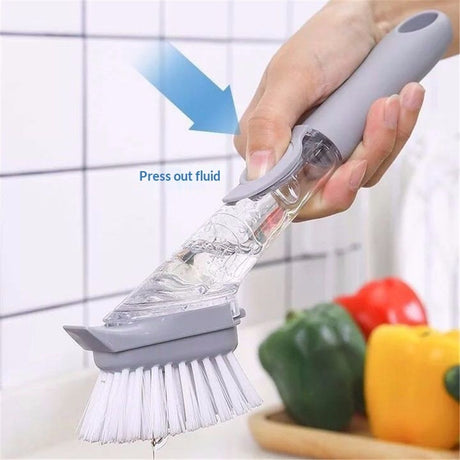 Soap Dispensing Dish Brush Storage Set, Kitchen Brush for Pot Pan Sink Cleaning, Pot Washing Sponge Lazy Cleaner Household