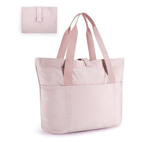Tote Bag for Women, Foldable Tote Bag With Zipper Travel Large Shoulder Bag Handbag for Work (lotus root color)