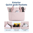 Tote Bag for Women, Foldable Tote Bag With Zipper Travel Large Shoulder Bag Handbag for Work (lotus root color)
