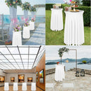 Cocktail Table Covers - 31"x 43" White Cocktail Table Tablecloth with Natural Wavy Round Skirt for Bar Wedding Party Banquet