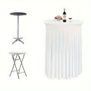 Cocktail Table Covers - 31"x 43" White Cocktail Table Tablecloth with Natural Wavy Round Skirt for Bar Wedding Party Banquet