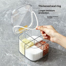 Clear Box, 4-Compartment Sealed Container Set with Lid,Plastic Kitchen Condiment Jars to Store Salt, Pepper, Powder（only box）