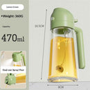 2 in 1 Glass Oil Sprayer & Dispenser, Premium Olive Oil Dispenser Bottle for Kitchen, Food-grade Oil Spray Bottle for Cooking, Air Fryer, Frying, BBQ (Green-470ml)