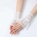 2 pairs Women's Short Lace Gloves Fingerless for Driving Wedding Wrist Length Bridal Prom Gloves（white）