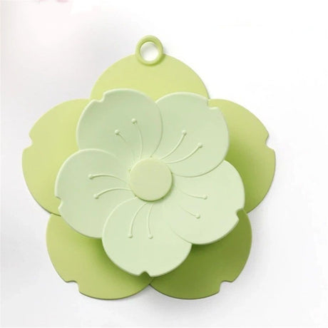 2 pack PVC Bathtub Drain Cover/Strainer - Dual Use Tub Stopper & Floor Drain Protector - Flower Shape Hair Catcher (Green)
