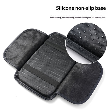 Comfortable Car Center Console Cushion Armrest Dog Cat Paws Protect Cover Non-Slip with 2 Storage Bags for Cars Interior Accessories (Black, Long Narrow)