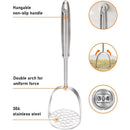 Potato Masher, Dual Arc for Easy, Labor-Saving Mashing, 304 Stainless Steel, Sturdy and Durable One-Piece Potato Press, Dishwasher Safe, for Potatoes and More