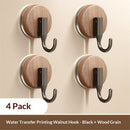 4 pack Wreath Hanger for Front Door, Upgraded Suction Cup Hook for Window Glass/Shower Mirror/Over Door (Walnut)
