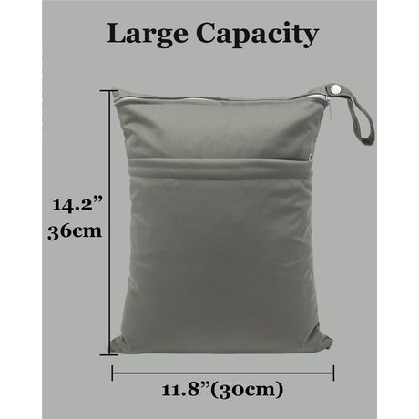 2pcs Superior Waterproof Wet Dry Bags,Reusable Two Zippered Pockets, baby cloth diaper wet bags,Travel,Beach,Pool,Daycare,Soiled Items,Yoga Gym Bag,wet bag for swimsuit Black&Grey