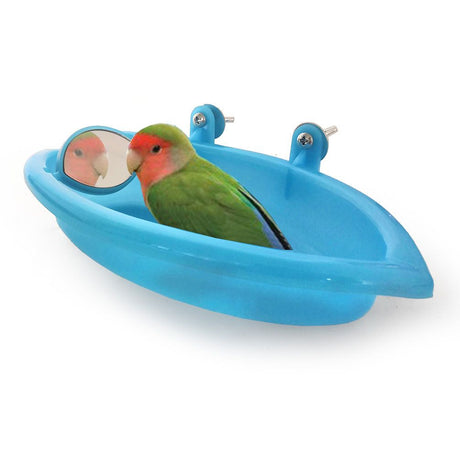 2 pack Bathtub with Mirror Toy Shower Tub Bathtub Cleaning Tool Plastic Durable Adorable Odorless for Small Parakeet