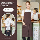 Apron Split Leg,Cross Back Chef Apron with Pockets,Painting Apron with Adjustable Straps for Cooking,Baking,BBQ,Ceramic,Gardening(dark brown)