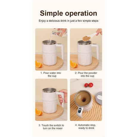 Self- Stirring mug 13.4oz - Digital Temp Display, Touch Switch, 20s Auto Shutoff, Fast Charging, Christmas Gift for Family & Friends