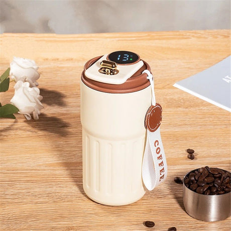 Coffee Cup With Temperature Display, New Portable LED Temperature Display Water Bottle, 450ml Large Capacity Coffee Bottle, for Car Office Travel Mug