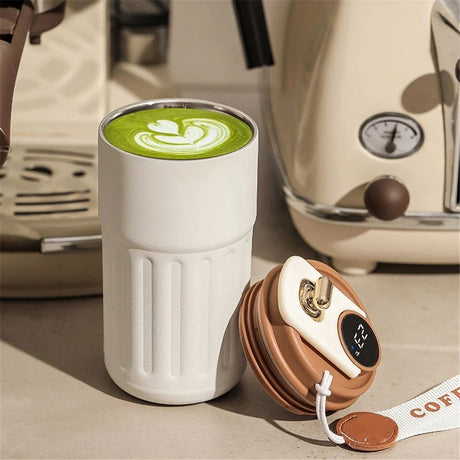 Coffee Cup With Temperature Display, New Portable LED Temperature Display Water Bottle, 450ml Large Capacity Coffee Bottle, for Car Office Travel Mug