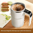 Automatic Magnetic Stirring Coffee Mug with Temperature Display, Rechargeable Self Mixing Cup for Milk Tea, Magnetic Mixing Cup with Lid, Stainless Steel Material Suitable for Coffee, Milk (White)