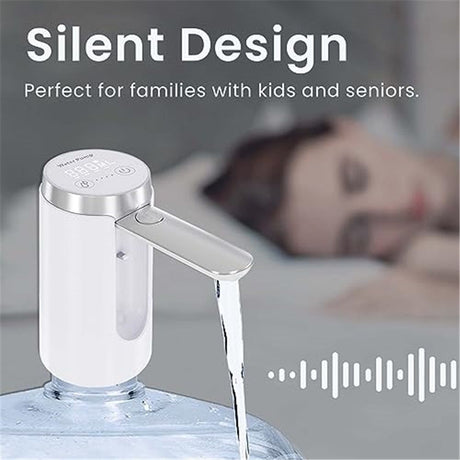 Water Dispenser for 5 Gallon Bottle, Rechargeable Water Pump - Foldable Water Spout for 5 Gallon Bottle, Long-Lasting,Smart LED Display, Portable Water Dispenser for Home & Outdoor (White)