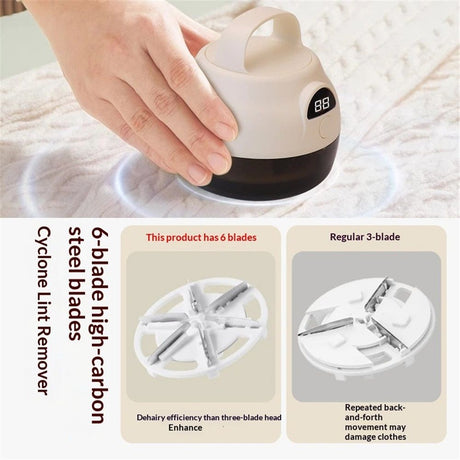 Fabric Shaver Lint Remover, Sweater Defuzzer, Remove Pills from Blankets, Couch, Clothing, Furniture, Stainless Steel Blade, USB-C Rechargeable