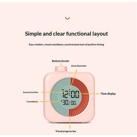 Digital Visual Timer 60-Minute Countdown (3-in-1) for Kids & Adults, Handy Time Management Tool, Classroom Essential, Ideal Back-to-School Teacher Gift - Fits Homeschool,(Pink)