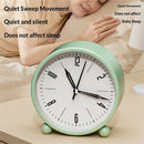 Nightlight Alarm Clock 4.5" Round Silent Alarm Clock Bedside Desk Non-Ticking Travel Clock Battery Operated Green(Battery Include)