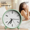 Nightlight Alarm Clock 4.5" Round Silent Alarm Clock Bedside Desk Non-Ticking Travel Clock Battery Operated Green(Battery Include)