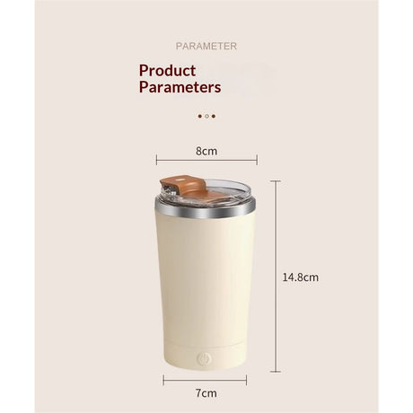 Self Stirring Coffee Mug With Lid Electric High Speed Self Stirring Mug 400ml Rechargeable Detachable Stainless Steel Self Stirring Cup for Coffee, Milk,(brown)