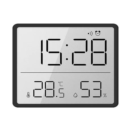 Smart Digital Alarm Clock, w/Magnetic Attraction, Indoor Temperature Humidity, HD Screen Hour Date, Battery Operated -Black