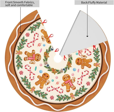 Gingerbread Man Christmas Tree Skirt Xmas Tree Mat Halloween Thanksgiving Christmas Tree Ornaments Decorations Holiday Party Indoor Outdoor 30