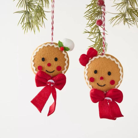 Christmas Soft Gingerbread Ornaments, 3pcs Soft Plush Ornaments Fake Christmas Cookies, Cute Gingerbread Man Figurines with Cord for Xmas Tree (red-White)