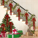 6PCS Red Velvet Bows for Christmas Tree 24 Inch Rustic Large Velvet Christmas Staircase Wreath Bows Xmas Tree Topper Bows Long Ribbon Bow Holiday Ornaments Garland Wedding Party Xmas Decoration