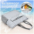 Blue Striped Beach Bag - Spacious Lightweight Tote for Travel, Pool & Summer Getaways