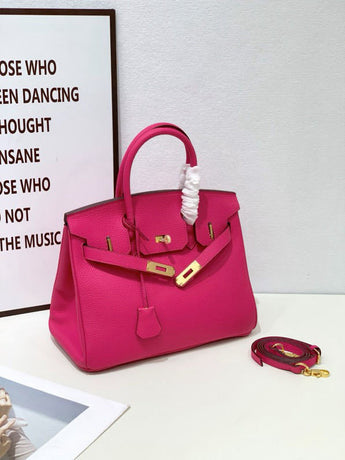 2025- Euro-american Elegant Crocodile Leather Handbag Bag - Birkin 30,deep Pink,palladium Hardware