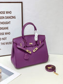 2025- Euro-american Elegant Crocodile Leather  Handbag Bag - Birkin 25,violet ,palladium Hardware