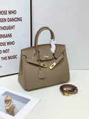 2025- Euro-american Elegant Crocodile Leather  Handbag Bag - Birkin 30,elephant gray,palladium Hardware