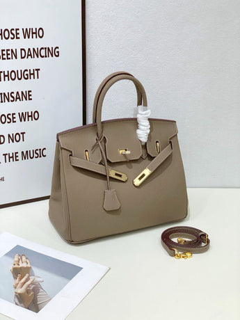 2025- Euro-american Elegant Crocodile Leather  Handbag Bag - Birkin 30,elephant gray,palladium Hardware