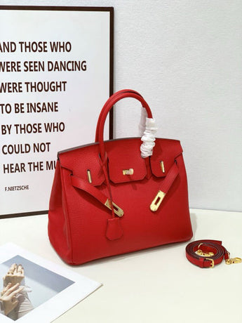 2025- Euro-american Elegant Crocodile Leather  Handbag Bag - Birkin 35,red ,palladium Hardware