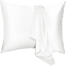 A pair of solid-color silk-like pillowcase pillowcase and envelope pillow (white)