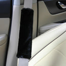 2 pcs soft artificial fur universal fit seat belt covers, car and aircraft seat belt shoulder pads, camera backpack shoulder pads (black)