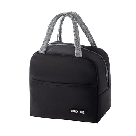 1 PC Lunch bag, thickened aluminum foil student hand-held bento bag, insulated bag, lunch box bag (black)