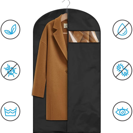 2 pieces of grey breathable three-dimensional clothing dust cover hanging bag, dust-proof and moisture-proof bag hanging suit overcoat, 60*165cm