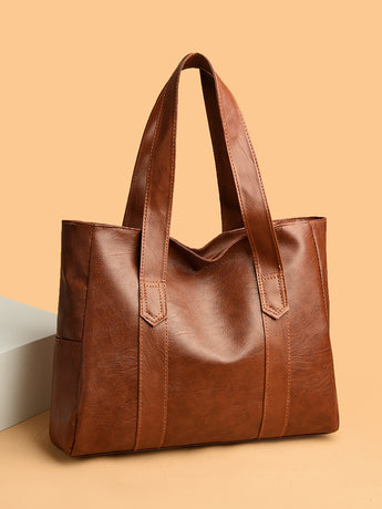 Large bag Women's 2025 Autumn New Style, simple and versatile handbag, large capacity single-shoulder bag, tote crossbody (brown)