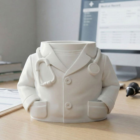 Doctor Pen Holder Desk Organizer - Lab Coat & Stethoscope Desktop Doctor Pen Holder